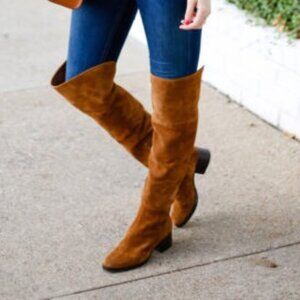 J. Crew Suede Over the Knee Boots 7 Walnut Brown Leather Preppy Equestrian Boho